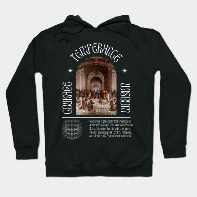 COURAGE TEMPERANCE WISDOM Hoodie by Epictetus